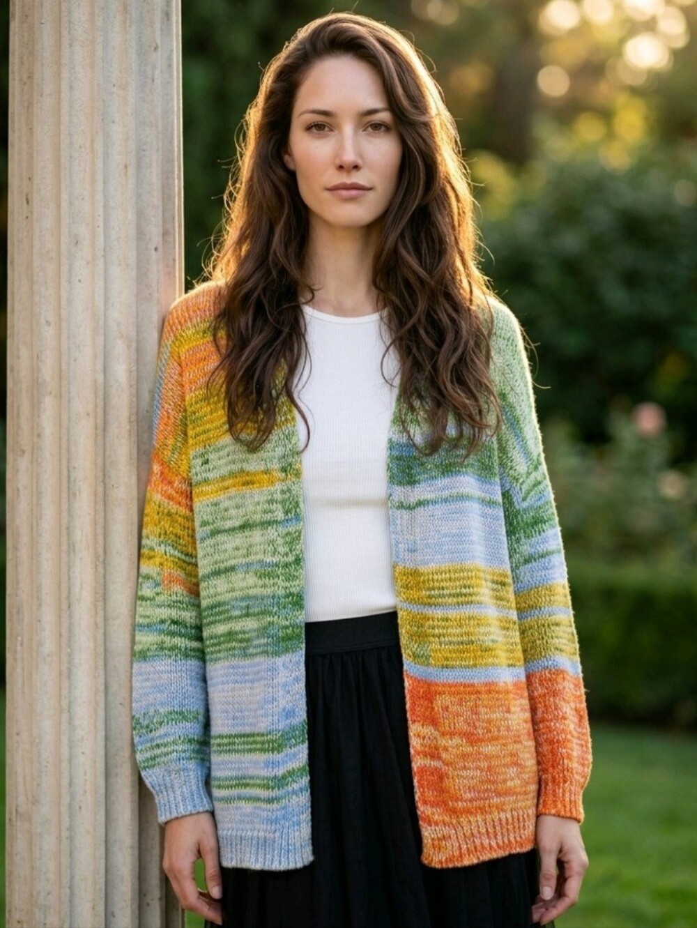 🍁💚 LULUS Boho Chic Space Dye Autumn Colorful Oversized Grandmother Cardigan OS